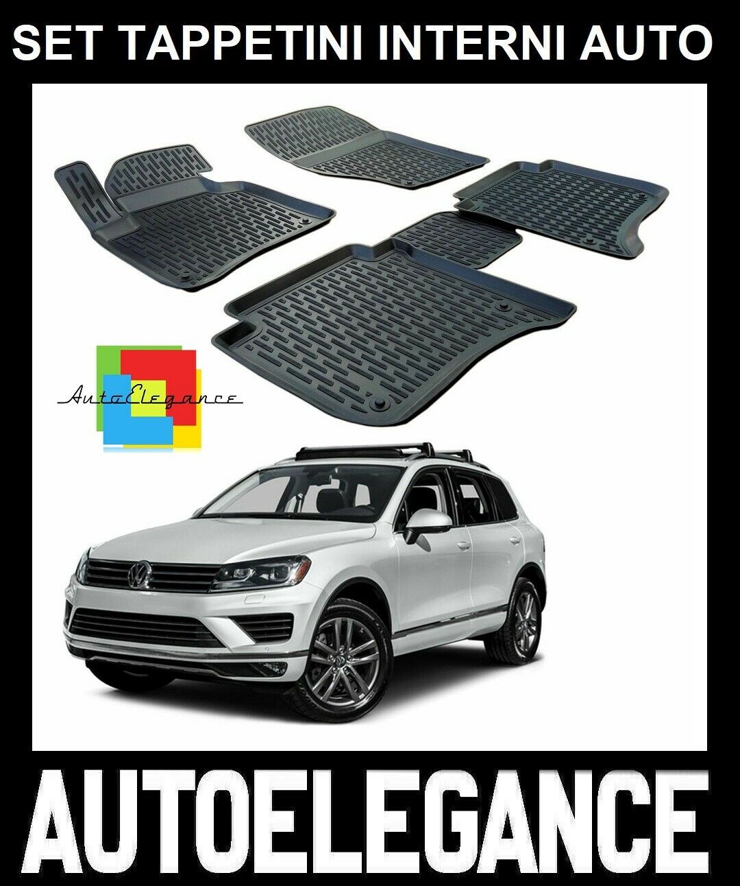 SET OF CUSTOM RUBBER CAR INTERIOR MATS VW TOUAREG 2010-2018 0032