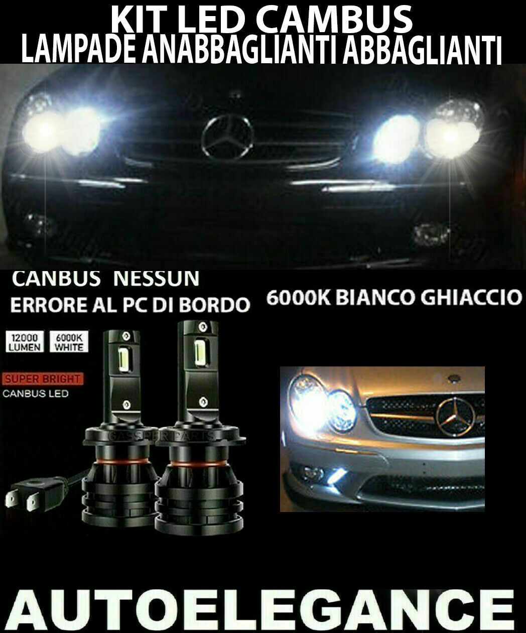 MERCEDES CLK W209 LOW BEAM HIGH BEAM LED 16.000LM CAMBUS 0032