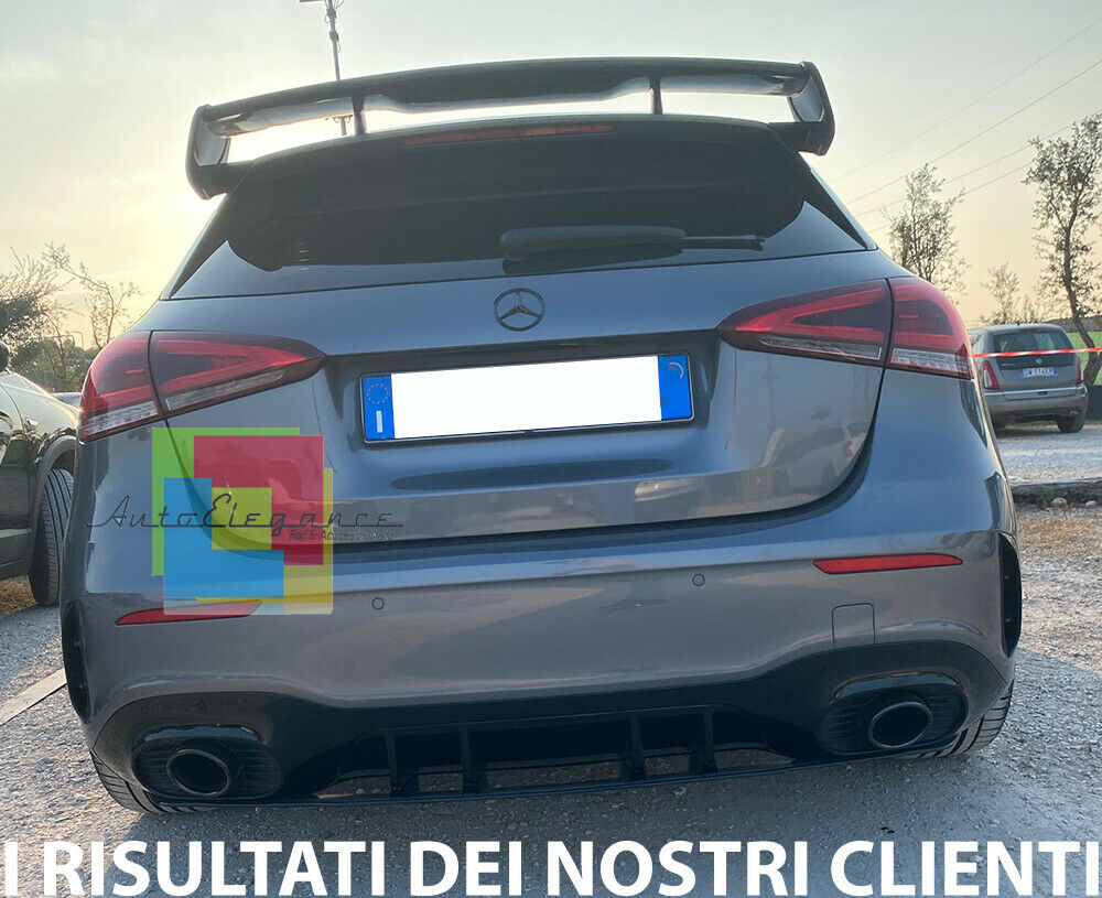 0286 MERCEDES CLASSE A W177 LOOK AMG SPOILER TETTO IN ABS NERO LUCIDO A45 AUTOELEGANCERICAMBI