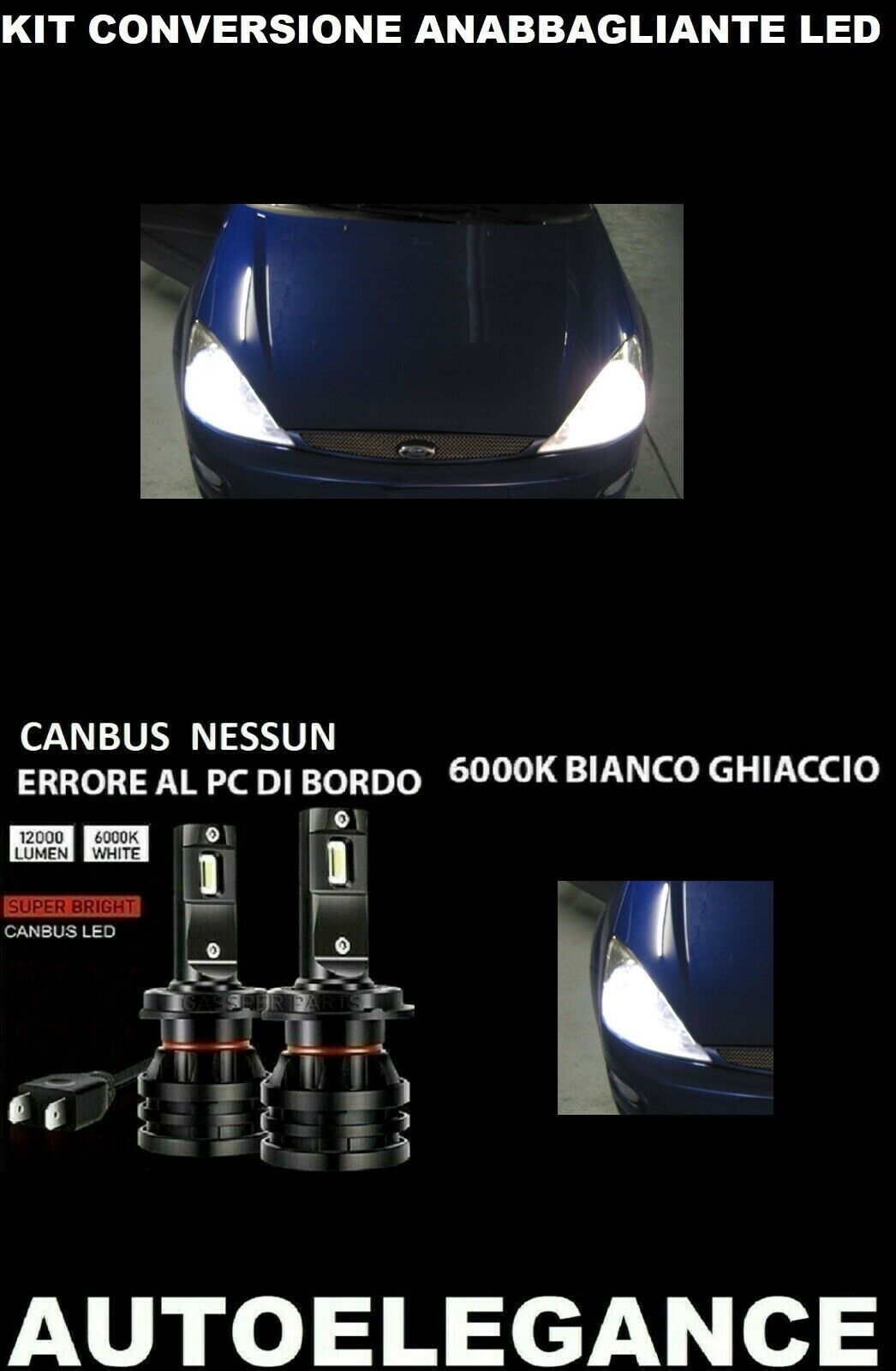 FORD FOCUS LED LOW BEAM HEADLIGHTS 16.000LM CAMBUS 0032