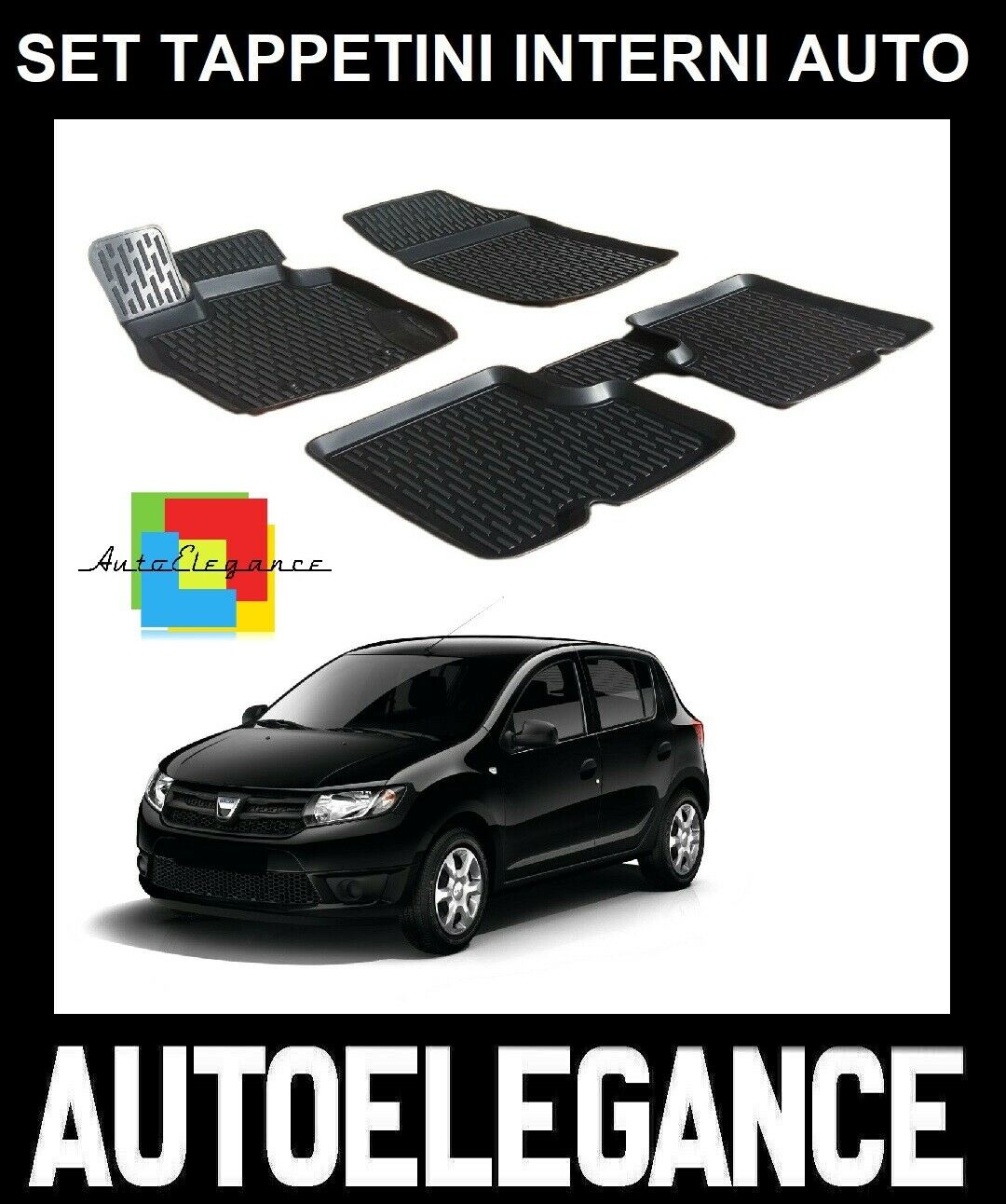 SET OF CAR INTERIOR RUBBER MATS MADE TO MEASURE DACIA SANDERO 2013+ 0032