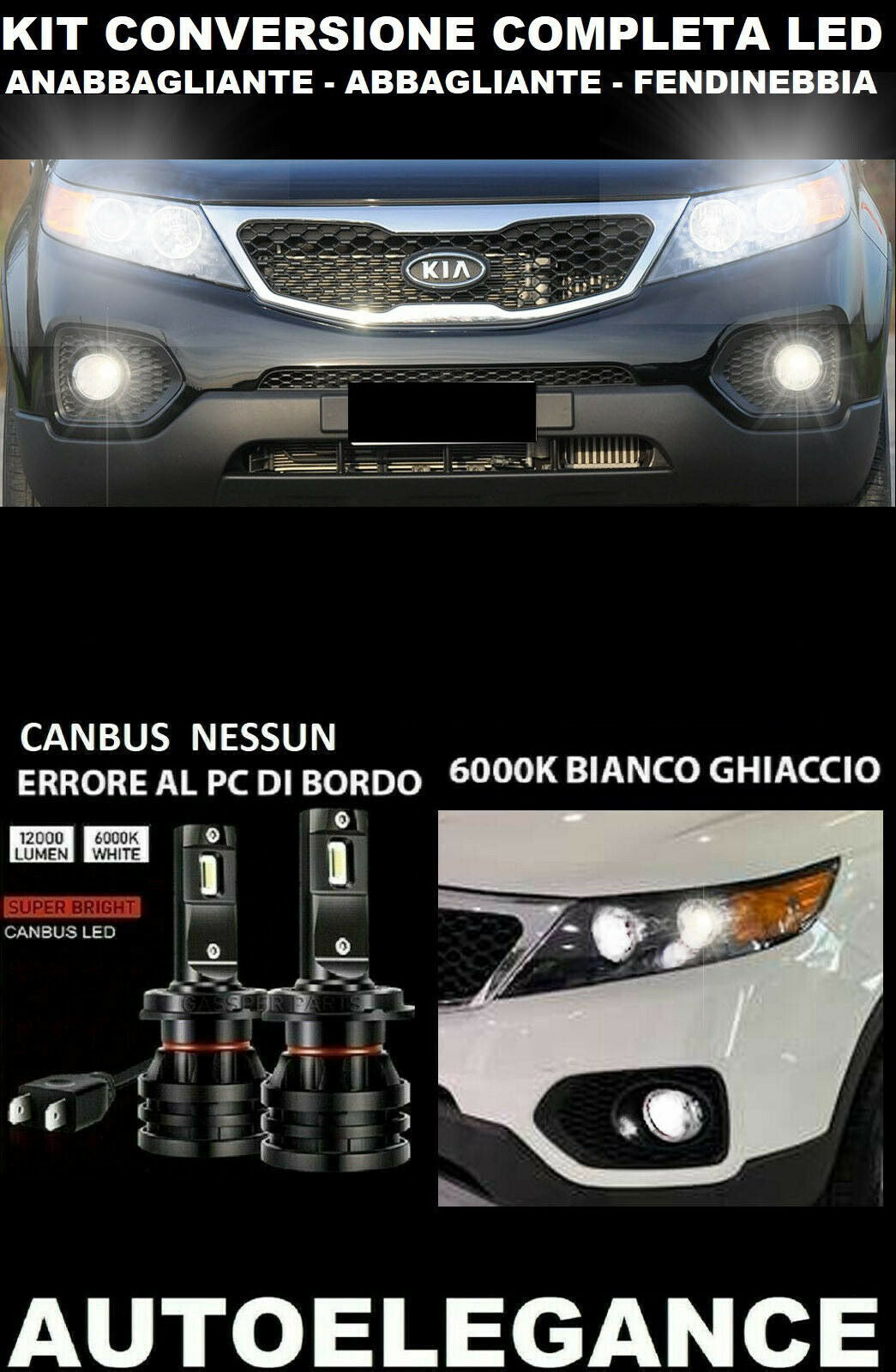 KIA SORENTO MK2 LOW BEAM HIGH BEAM FOG LIGHT LED 16.000LM CAMBUS 0032
