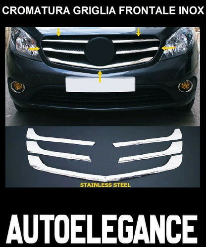 CROMATURA GRIGLIA FRONTALE 5PZ MERCEDES CITAN 2012+ ACCIAIO INOX ADESIVO 0032 AUTOELEGANCERICAMBI