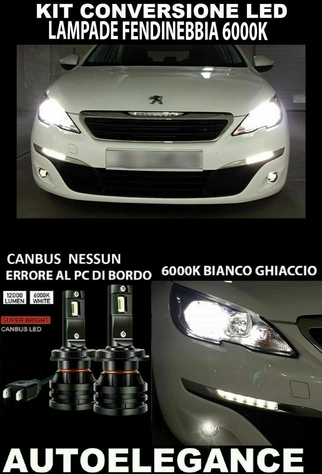 PEUGEOT 308 II LED FOG LIGHTS 10.000LM CAMBUS 0032
