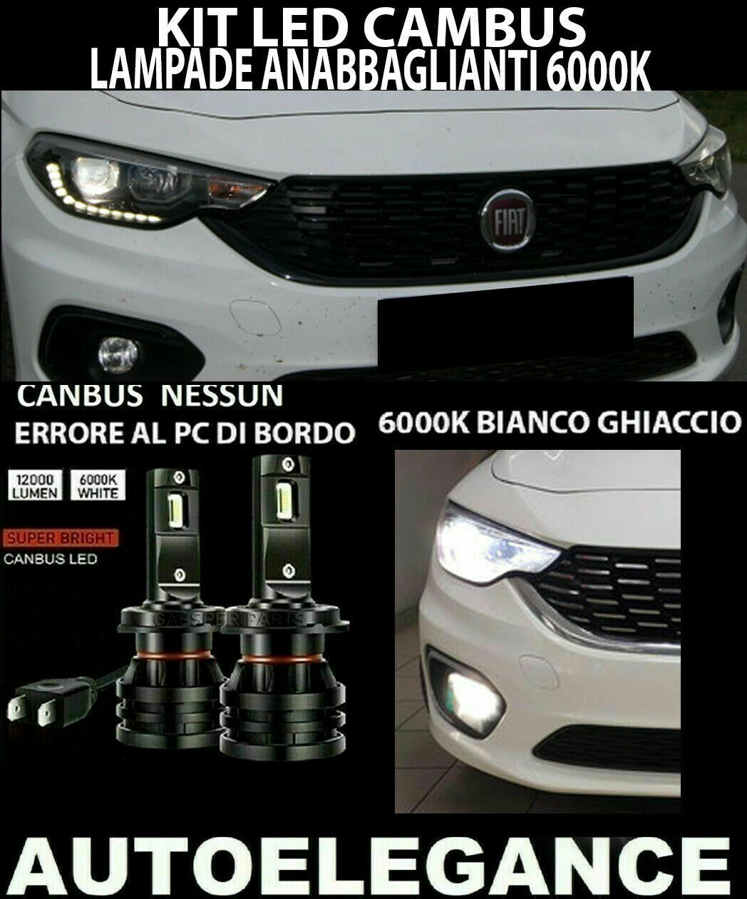 FIAT TIPO LED LOW BEAM HEADLIGHTS 16.000LM CAMBUS 0032