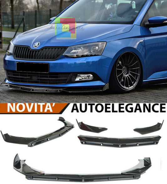 SKODA FABIA III FRONT BUMPER SPLITTER GLOSSY BLACK RS LOOK