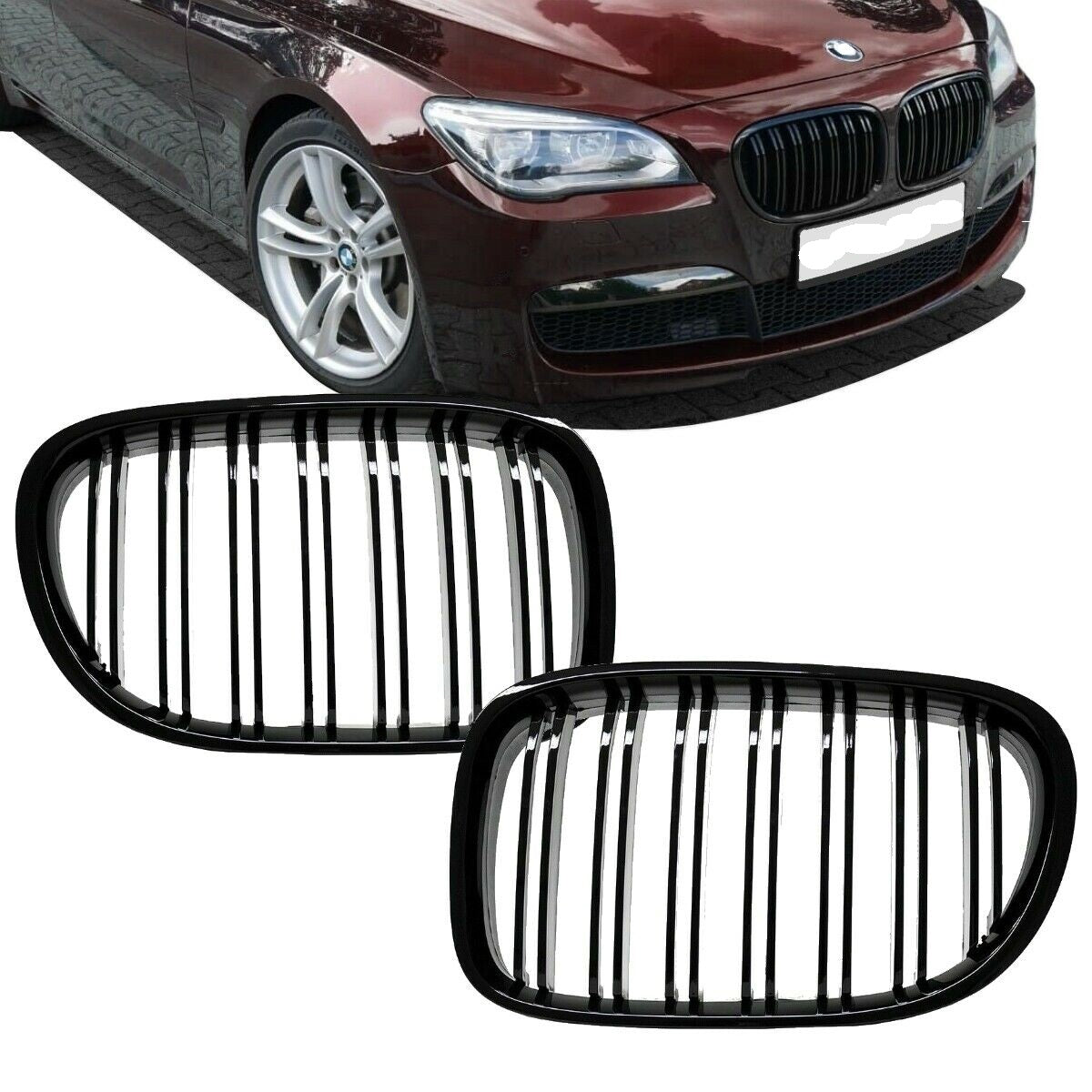 GRILLE DOUBLE BAND BLACK-GLOSSY Performance for BMW 7 series F01 F02 08-15