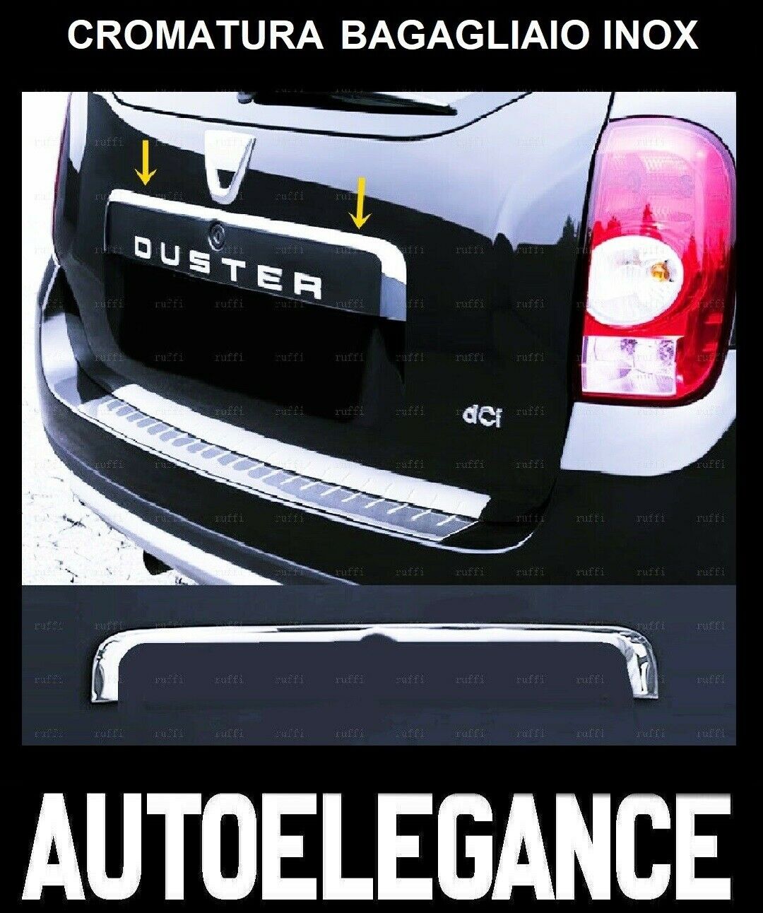 CROMATURA BAGAGLIAIO DACIA DUSTER 2010-2017 ACCIAIO INOX ADESIVO 0032 AUTOELEGANCERICAMBI