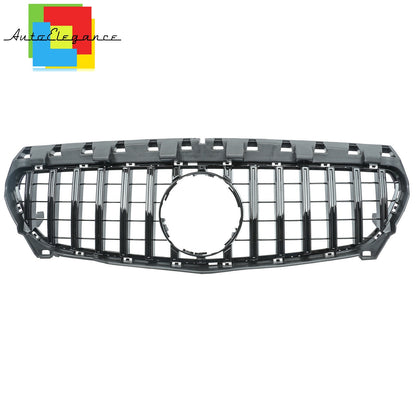 FRONT GRILLE CLA C117 A117 W117 GT LOOK GLOSSY BLACK TOTAL BLACK NEWS