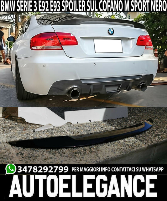 SPOILER POSTERIORE COFANO PER BMW SERIE 3 E92 LOOK M SPORT NERO LUCIDO .-V