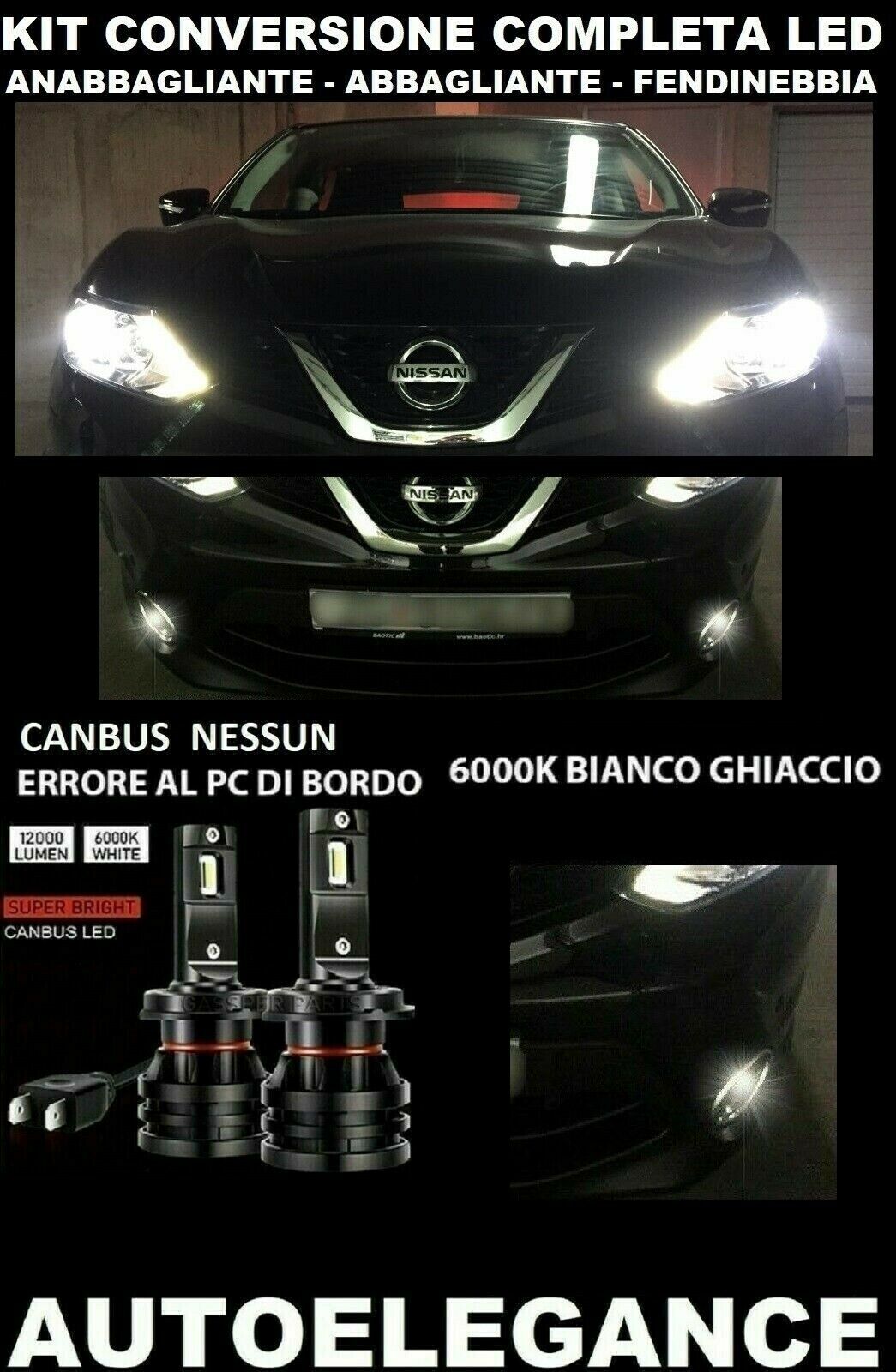 NISSAN QASHQAI II J11 KIT LOW BEAM HIGH BEAM FOG LIGHTS LED 16.000L 0032
