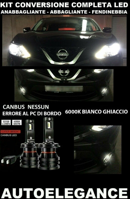 NISSAN QASHQAI II J11 KIT LOW BEAM HIGH BEAM FOG LIGHTS LED 16.000L 0032