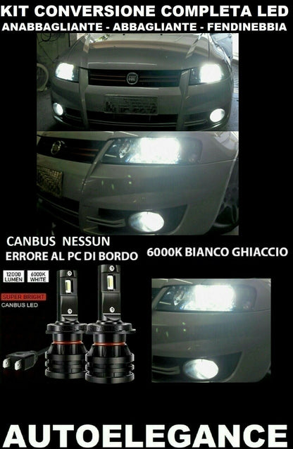 FIAT STILO KIT LOW BEAM HIGH BEAM FOG LIGHTS LED 16.000LM CAMBUS 0032