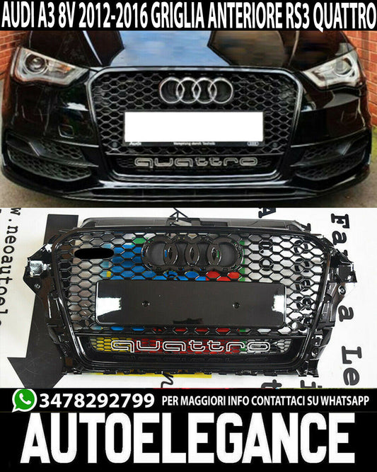 GRIGLIA ANTERIORE AUDI A3 8V 2012-2015 CALANDRA RS3 NERA QUATTRO NIDO D'APE