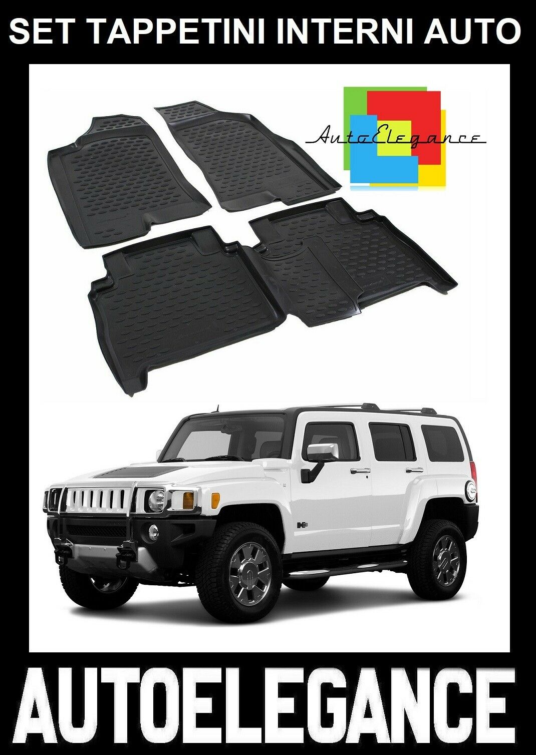 CUSTOM RUBBER CAR INTERIOR MATS SET FOR HUMMER H3 2005-2010 -AT-