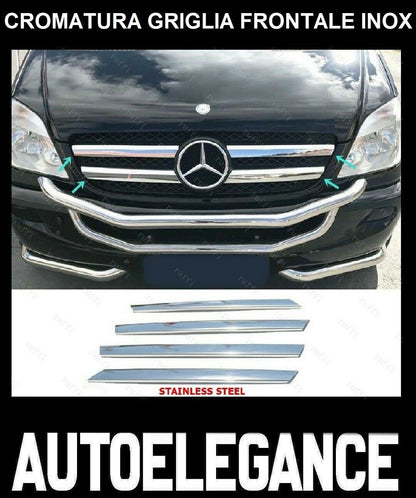 CROMATURA GRIGLIA FRONTALE 4PZ MERCEDES VITO W639 2010-2014 INOX ADESIVO 0032 AUTOELEGANCERICAMBI