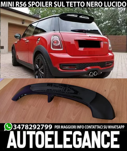 SPOILER POSTERIORE TETTO MINI COOPER R56 2005-2014 NERO LUCIDO ALETTONE SPORTIVO