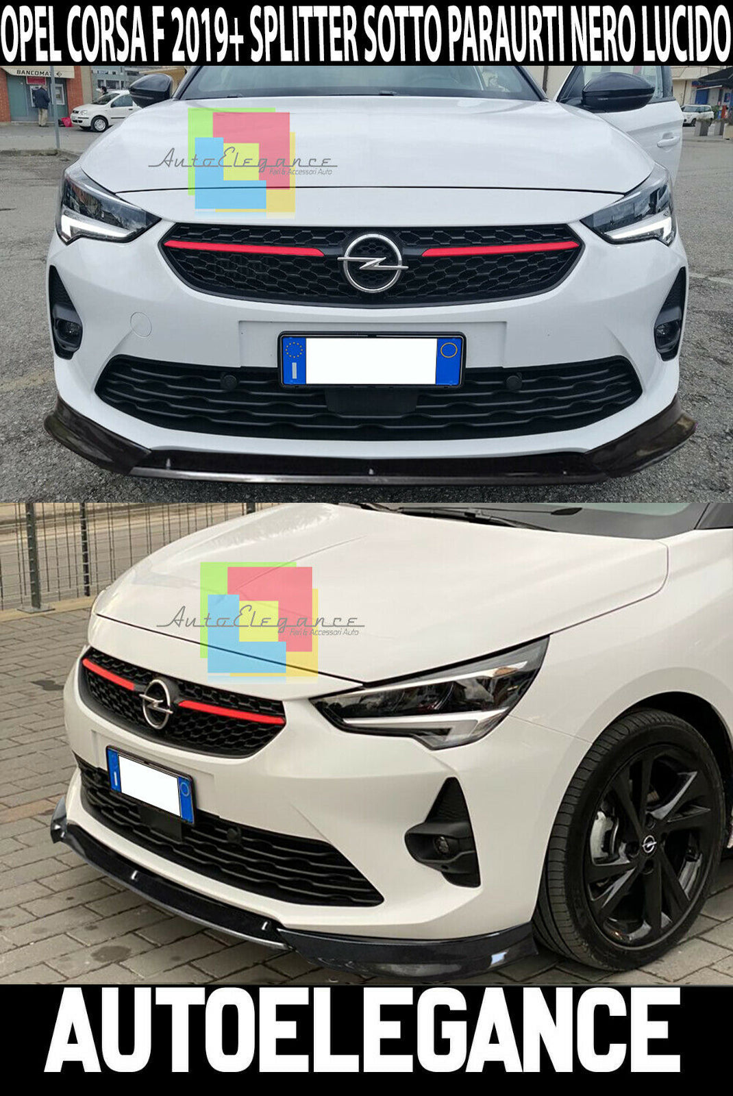 OPEL CORSA F 2019+ ABS FRONT BUMPER SPLITTER SPORTY LOOK BLACK