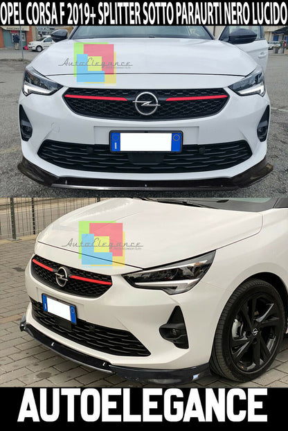 OPEL CORSA F 2019+ ABS FRONT BUMPER SPLITTER SPORTY LOOK BLACK