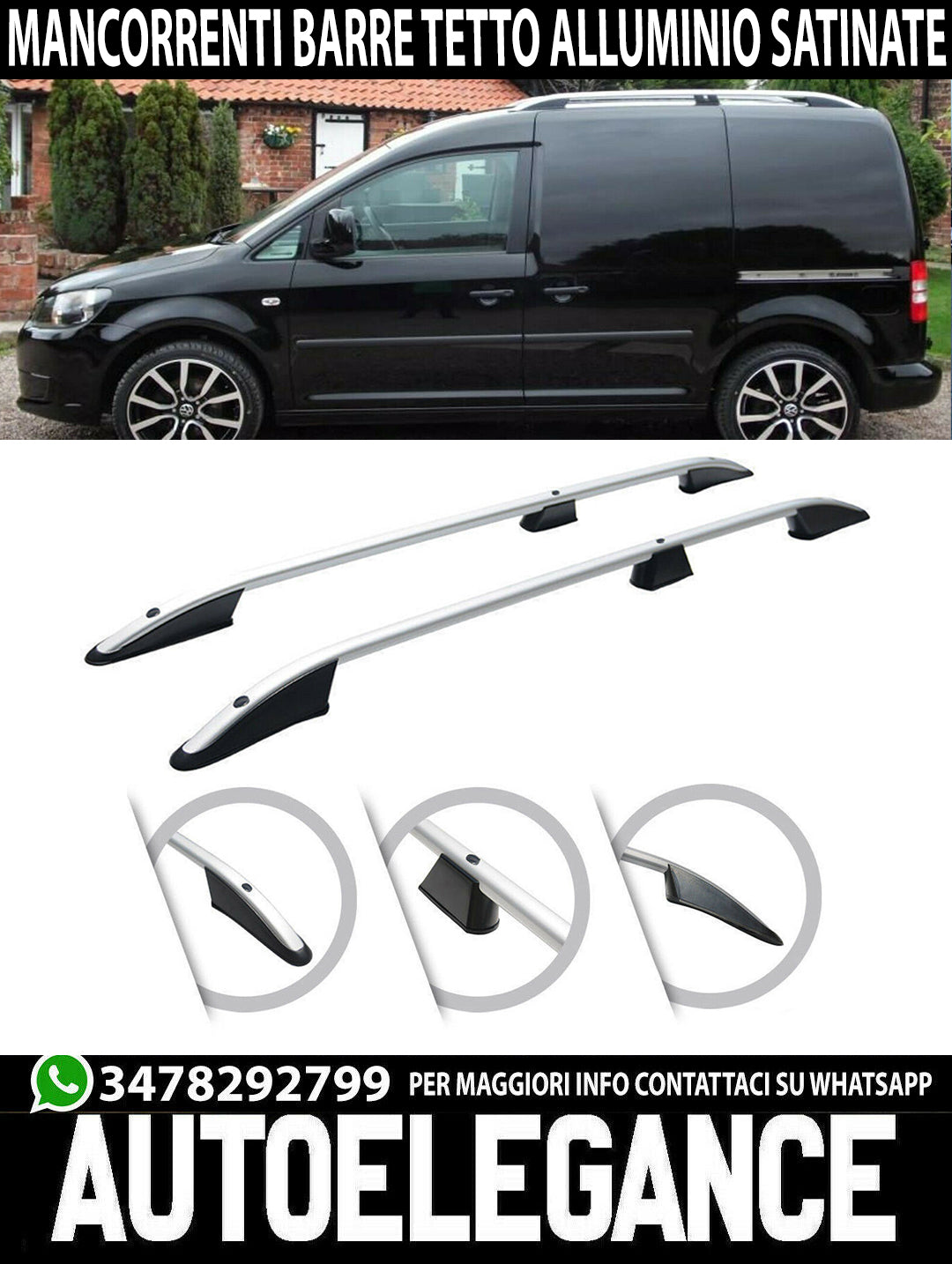 RAILS VW CADDY III 2003-2009 ROOF BARS AESTHETIC ALUMINUM SILVER