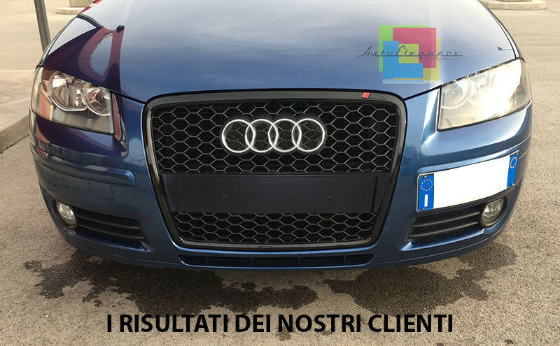 GRIGLIA ANTERIORE AUDI A3 8P 05-08 CALANDRA LOOK RS3 MASCHERINA BLACK EDITION .-