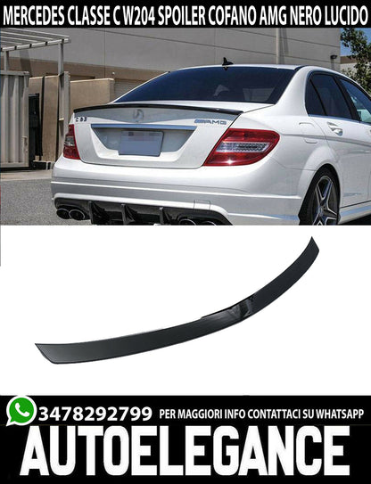 MERCEDES C W204 BERLINA SPOILER POSTERIORE COFANO C63 AMG NERO LUCIDO