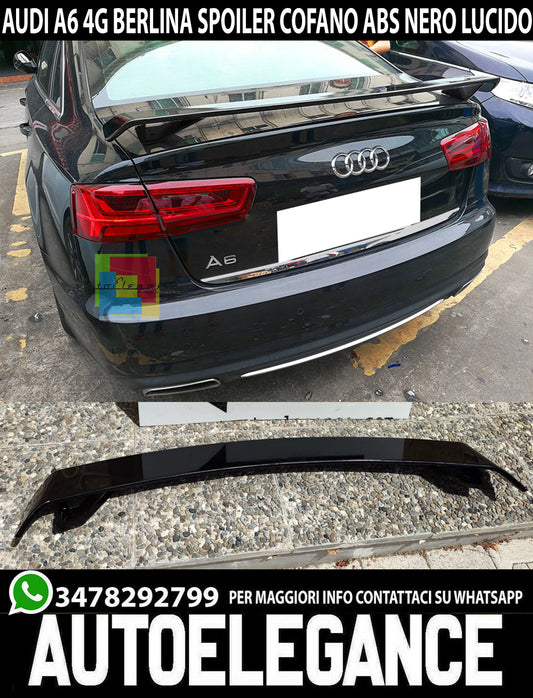 SPOILER POSTERIORE SUL COFANO AUDI A6 C7 BERLINA LOOK RS6 S6 ABS NERO
