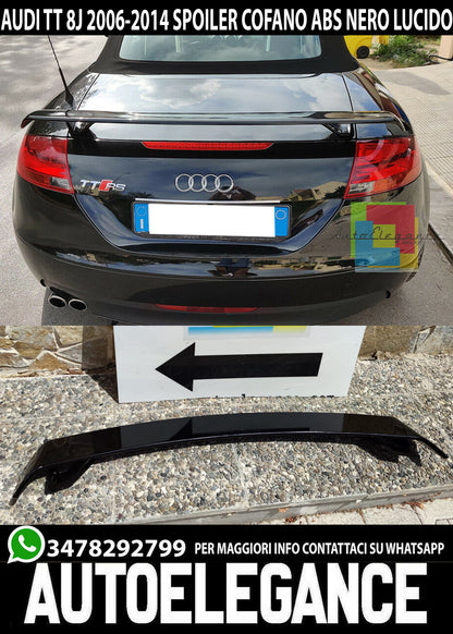 REAR BONNET SPOILER TTS TTRS LOOK FOR AUDI TT 8J GLOSSY BLACK ABS