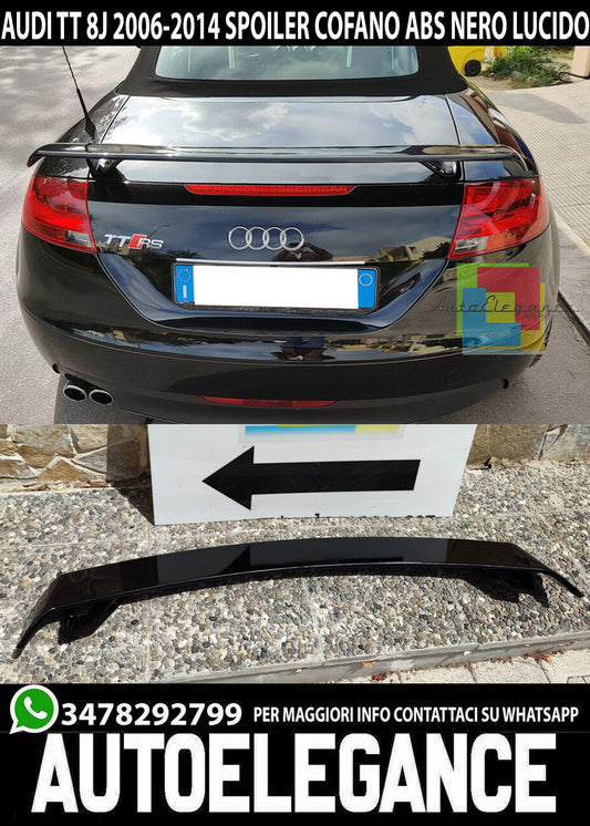 REAR BONNET SPOILER TTS TTRS LOOK FOR AUDI TT 8J GLOSSY BLACK ABS