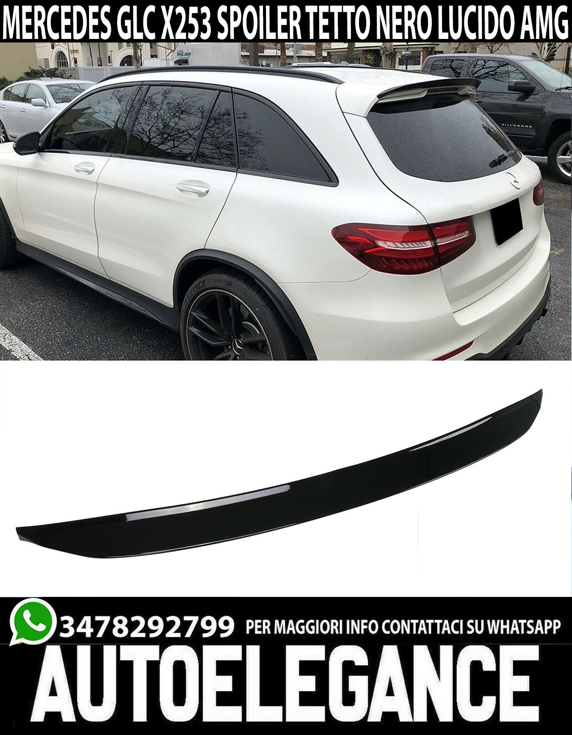 ROOF SPOILER MERCEDES GLC X253 SUV 2015-2021 REAR AMG ABS GLOSS BLACK