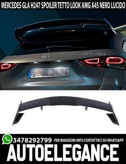 MERCEDES GLA H247 2020+ SPOILER POSTERIORE AMG TETTO ABS NERO LUCIDO A45