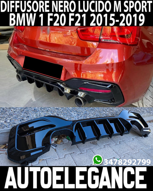 DIFFUSORE POSTERIORE BMW SERIE 1 F20 F21 DAL 2015+ LIFT LOOK M PERFORMANCE (NERO LUCIDO)