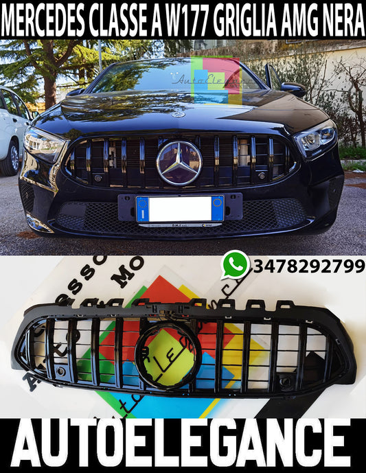 Copia del GRIGLIA ANTERIORE MERCEDES CLASSE A W177 MASCHERINA AMG PANAMERICANA BLACK AUTOELEGANCERICAMBI