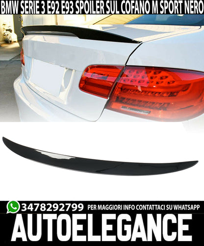 SPOILER POSTERIORE SUL COFANO BMW SERIE 3 E92 LOOK M SPORT NERO LUCIDO