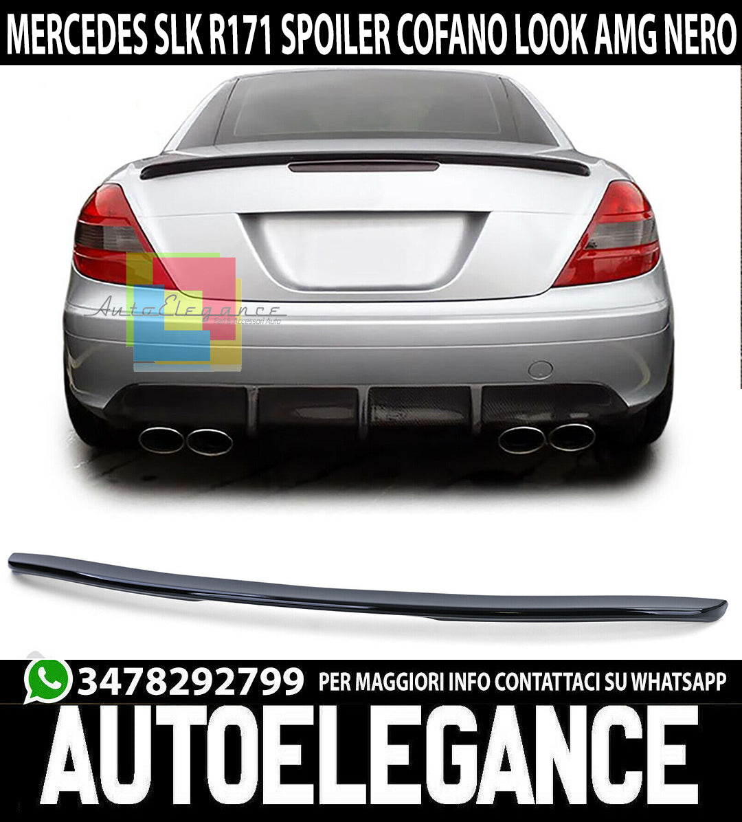 REAR HOOD SPOILER MERCEDES SLK R171 AMG LOOK ABS GLOSSY BLACK