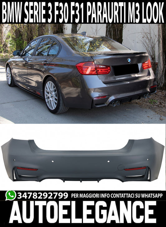 BMW SERIE 3 F30 BERLINA PARAURTI POSTERIORE COMPLETO LOOK M3 AUTOELEGANCERICAMBI