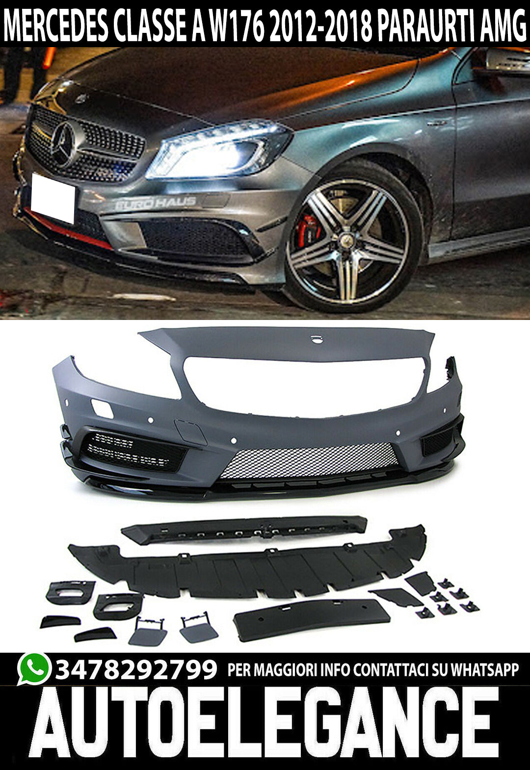 MERCEDES A-CLASS W176 2012+ AMG LOOK FRONT BUMPER