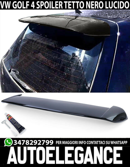 SPOILER POSTERIORE SUL TETTO ALETTONE VW GOLF 4 IV 1997-2006 NERO LUCIDO ABS