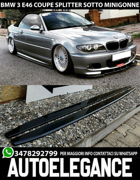 BMW SERIE 3 E46 COUPE SPLITTER SOTTO MINIGONNE LATERALI ABS NERO LUCIDO 0070 AUTOELEGANCERICAMBI