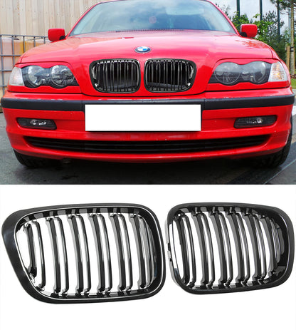 BMW 3 SERIES E46 SEDAN SW 1998-2001 FRONT GRILLES GLOSS BLACK