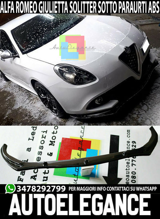 ALFA ROMEO GIULIETTA 2010+ SPLITTER SOTTO PARAURTI ANTERIORE ABS NERO LUCIDO AUTOELEGANCERICAMBI