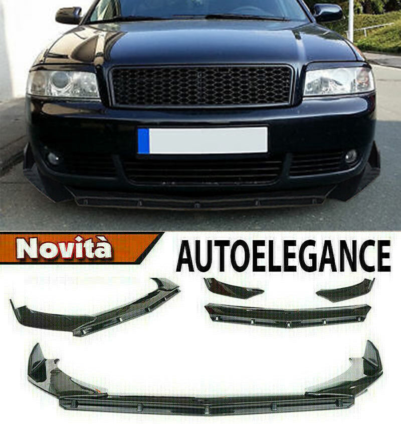 AUDI A6 C5 SPLITTER PARAURTI ANTERIORE NERO LUCIDO LOOK RS - 3P - AUTOELEGANCERICAMBI