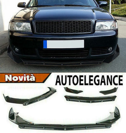 AUDI A6 C5 SPLITTER PARAURTI ANTERIORE NERO LUCIDO LOOK RS - 3P - AUTOELEGANCERICAMBI