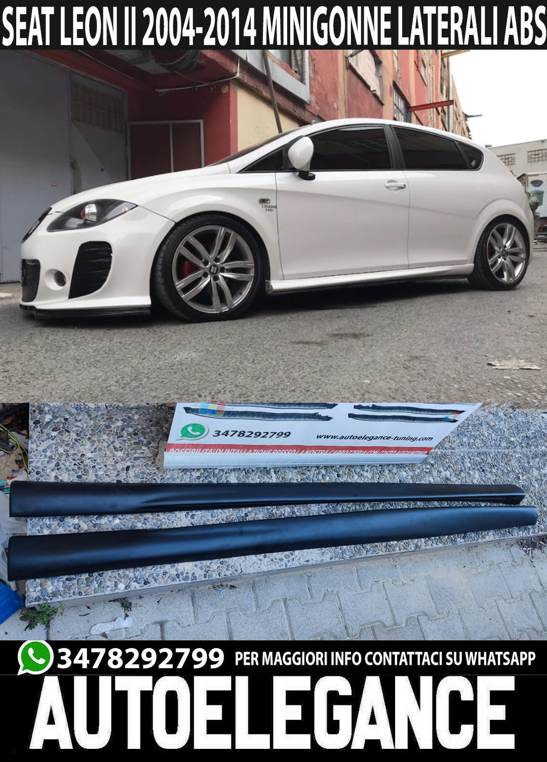 CUPRA SIDE SKIRTS FOR SEAT LEON II 2005-2012 ABS UNDER DOOR SPOILER 0106