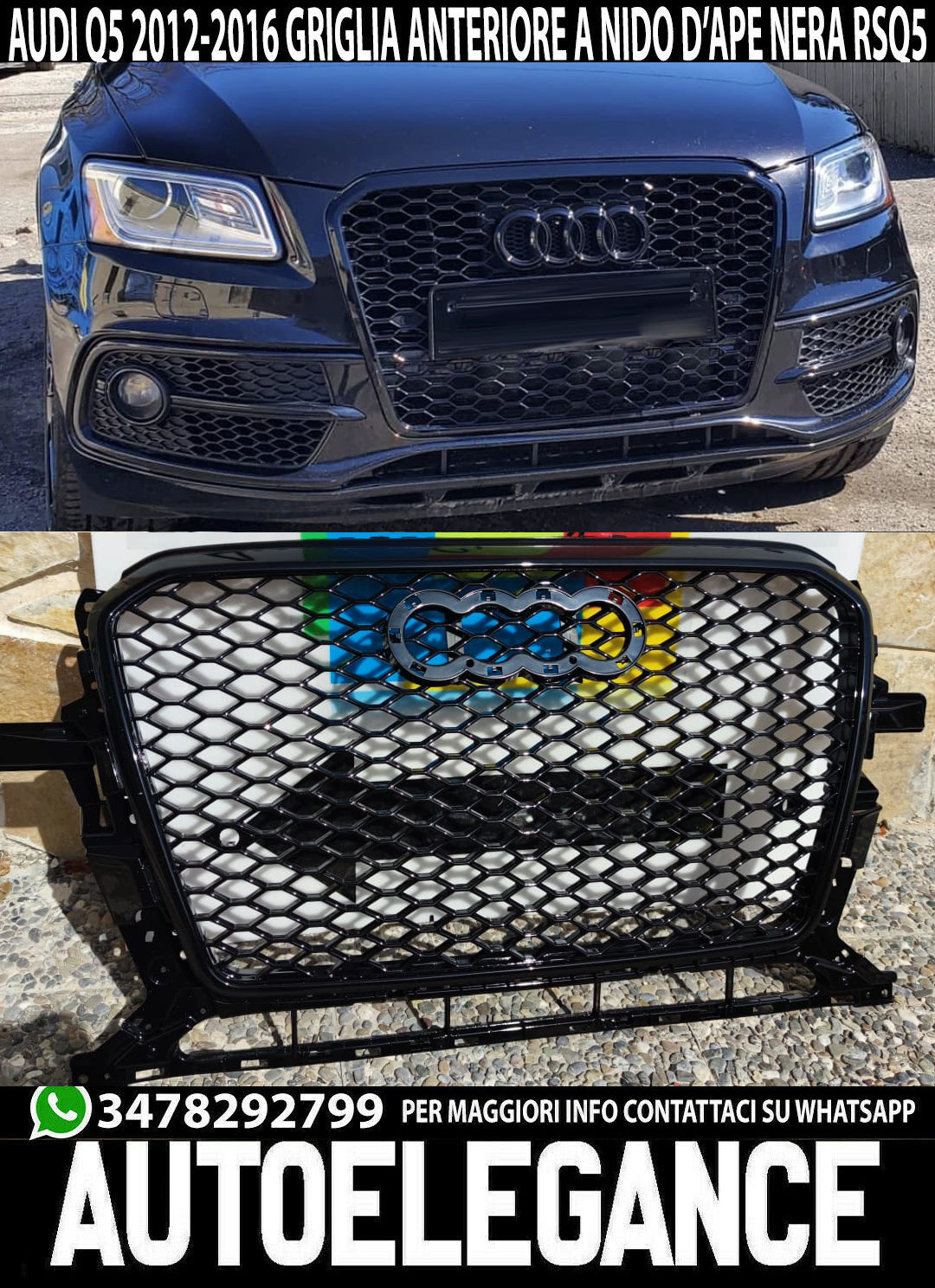 GRIGLIA ANTERIORE AUDI Q5 8R 2012-2016 CALANDRA RSQ5 NERO NIDO D'APE