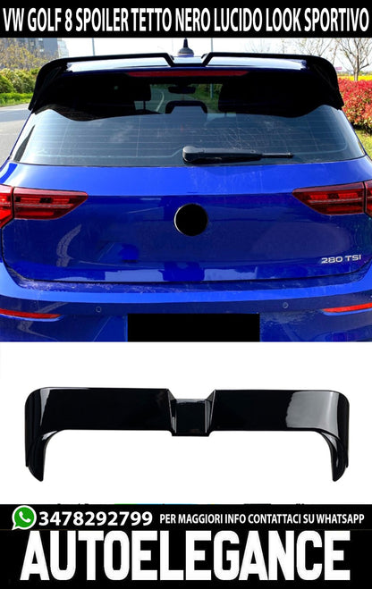 VW GOLF 8 VIII 2019+ REAR ROOF SPOILER GLOSSY BLACK ABS SPORTS WING