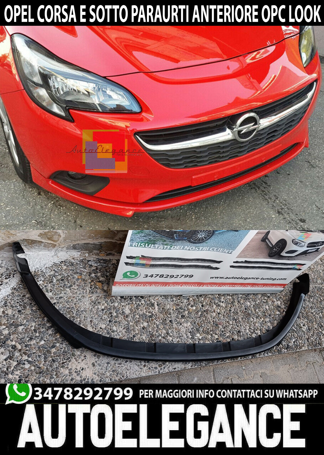 SOTTO PARAURTI ANTERIORE PER OPEL CORSA E 2014+ SPOILER LOOK OPC SPOILER 0145