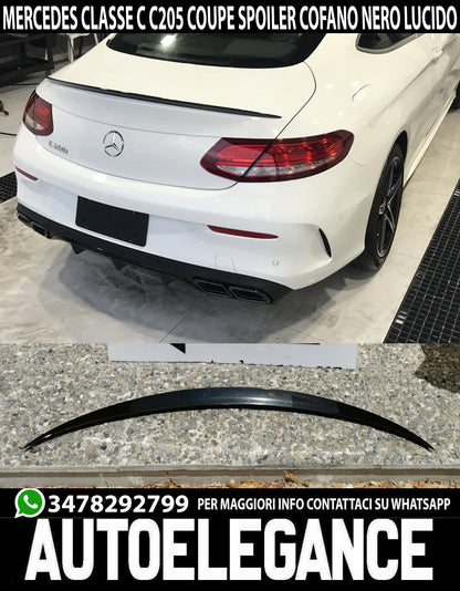 SPOILER POSTERIORE SUL COFANO MERCEDES CLASSE C C205 COUPE LOOK AMG NERO LUCIDO