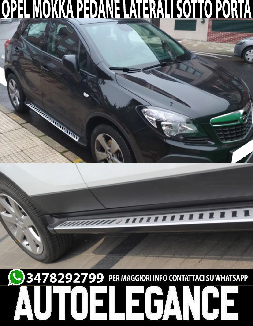 PEDANE LATERALI OPEL MOKKA / MOKKA X 2012+ SOTTO PORTA ANTISCIVOLO