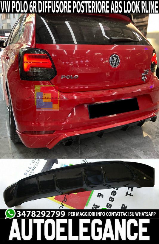 VW POLO 6R SOTTO PARAURTI LOOK DIFFUSORE POSTERIORE R ABS 0045